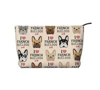 QGWDYYJQ I Love French Bulldog stampato in velluto a coste borsa da viaggio borsa cosmetica portatile, Nero , Taglia unica