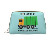 QGWDYYJQ I Love Garbage Trucks borsa per il trucco in pelle stampata borsa cosmetica portatile borsa da toilette pochette, bianco, Taglia unica