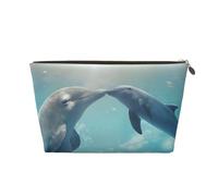 QGWDYYJQ Inverno Il delfino ha stampato la borsa cosmetica portatile della borsa di toilette di viaggio di cuoio stampata della pochette, Oro, Taglia unica