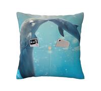 QGWDYYJQ Inverno il delfino stampato lino decorativo cuscino decorativo cuscino
