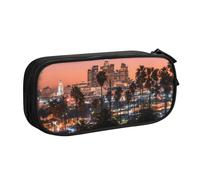 QGWDYYJQ Los Angeles Palme Stampate Pencase Cancelleria Organizer Portatile, Nero , Taglia unica, Portamonete