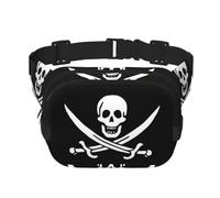 QGWDYYJQ Marsupio a doppio strato con stampa bandiera pirata, Nero , Taglia unica