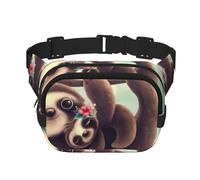 QGWDYYJQ Marsupio a doppio strato con stampa di bradipo pigro che appende i rami quadrato, Nero , Taglia unica