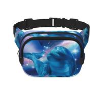 QGWDYYJQ Marsupio a doppio strato con stampa di delfini galassia, borsa da viaggio, Nero , Taglia unica