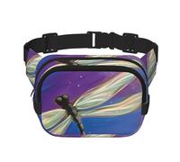 QGWDYYJQ Marsupio a doppio strato con stampa di libellula, quadrato, da viaggio, Nero , Taglia unica