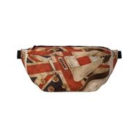 QGWDYYJQ Marsupio a tracolla con stampa bandiera britannica a forma di chitarra, borsa da viaggio, Nero , Taglia unica