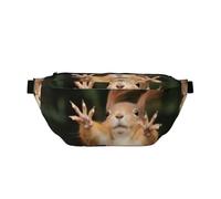 QGWDYYJQ Marsupio a tracolla con stampa di scoiattolo divertente animale borsa da viaggio, Nero , Taglia unica