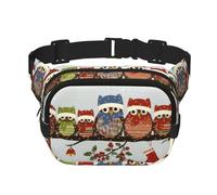 QGWDYYJQ Marsupio da viaggio a doppio strato con stampa di simpatici gufi natalizi su un ramo, Nero , Taglia unica