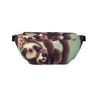 QGWDYYJQ Marsupio da viaggio con stampa di bradipo pigro che appende i rami, Nero , Taglia unica