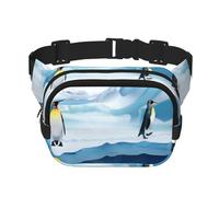 QGWDYYJQ Marsupio da viaggio con stampa pinguini sull'iceberg, quadrato, a doppio strato, Nero , Taglia unica