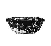 QGWDYYJQ Marsupio da viaggio con tasti di pianoforte e note musicali stampate, Nero , Taglia unica