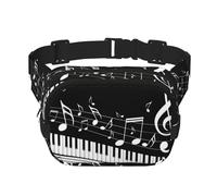 QGWDYYJQ Marsupio quadrato a doppio strato con stampa di tasti di pianoforte con note musicali, Nero , Taglia unica