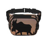 QGWDYYJQ Marsupio quadrato a doppio strato stampato con alce e pino di montagna selvaggia, Nero , Taglia unica