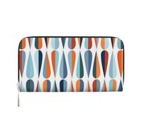 QGWDYYJQ Mid Century Modern Retro con forme a goccia stampato in vera pelle portafoglio portatile con zip, Nero , Taglia unica