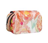 QGWDYYJQ Peach Peony - Astuccio porta penne a conchiglia con stampa a doppia conchiglia, organizer portatile, Nero , Taglia unica, Portamonete