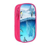 QGWDYYJQ Penguins On The Iceberg, astuccio portatile a doppio strato, con stampa, grande capacità, astuccio per cancelleria, rosa, Taglia unica, Portamonete