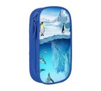 QGWDYYJQ Penguins On The Iceberg, astuccio portatile a doppio strato, con stampa, grande capacità, astuccio per cancelleria, Blu, Taglia unica, Portamonete