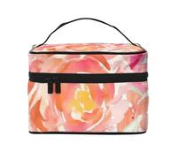QGWDYYJQ Peonia della pesca ha stampato la borsa cosmetica della borsa di trucco di viaggio della borsa cosmetica