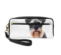 QGWDYYJQ Piccolo astuccio per trucchi con stampa di pinguini e neve, in vera pelle, Schnauzer ben educato, Taglia unica