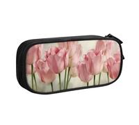 QGWDYYJQ Pink Tulips - Astuccio per cancelleria con stampa di tulipani, portatile, Nero , Taglia unica, Portamonete