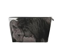 QGWDYYJQ Pochette portatile da viaggio in pelle stampata con leone e leonessa, Argento, Taglia unica