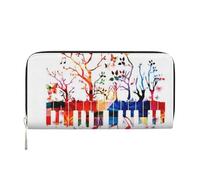 QGWDYYJQ Portafoglio portatile con cerniera a mano in vera pelle stampata con tastiera di pianoforte colorata nota musicale, Nero , Taglia unica