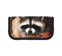 QGWDYYJQ Portapenne in tela stampata con buco dell'albero di procione in autunno, astuccio per cancelleria, organizer portatile, Nero , Taglia unica, Portamonete