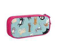 QGWDYYJQ Raining Cats & Dogs - Astuccio per cancelleria, portatile, con stampa di cani e gatti, rosa, Taglia unica, Portamonete