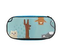 QGWDYYJQ Raining Cats & Dogs - Astuccio per matite con stampa di cani e gatti, astuccio portatile, Nero , Taglia unica, Portamonete