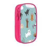QGWDYYJQ Raining Cats & Dogs - Astuccio portamatite a doppio strato, con stampa di cani e gatti, organizer portatile, rosa, Taglia unica, Portamonete