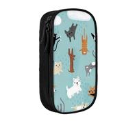QGWDYYJQ Raining Cats & Dogs - Astuccio portamatite a doppio strato, con stampa di cani e gatti, organizer portatile, Nero , Taglia unica, Portamonete