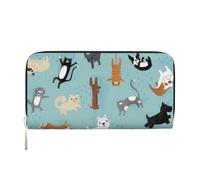 QGWDYYJQ Raining Cats & Dogs - Portafoglio portatile con cerniera, in vera pelle stampata, Nero , Taglia unica