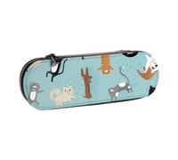 QGWDYYJQ Raining Cats & Dogs stampato in pelle matita caso cancelleria organizzatore portatile matita bag