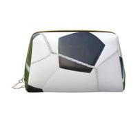 QGWDYYJQ Sacchetto cosmetico portatile della borsa di trucco del cuoio stampato del pallone da calcio della borsa della pochette della borsa dell', bianco, Taglia unica