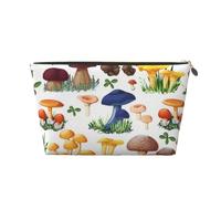 QGWDYYJQ Sacchetto cosmetico portatile della pochette della borsa cosmetica di viaggio del cuoio stampato del fungo della pittura giapponese, Oro, Taglia unica
