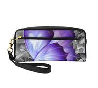 QGWDYYJQ Scarpe e trucco stampato Piccolo Sacchetto di Trucco Astuccio Astuccio In Vera Pelle Portafoglio, Farfalla viola 2, Taglia unica