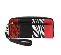 QGWDYYJQ Scarpe e trucco stampato Piccolo Sacchetto di Trucco Astuccio Astuccio In Vera Pelle Portafoglio, Leopardo rosso e zebrato animale, Taglia unica