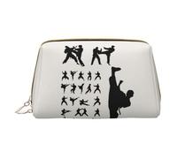 QGWDYYJQ Silhouettes of Martial Arts borsa per il trucco in pelle stampata borsa cosmetica portatile borsa da toilette pochette, bianco, Taglia unica