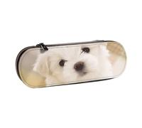 QGWDYYJQ Simpatico cucciolo maltese stampato astuccio in pelle cancelleria organizzatore astuccio portamatite portatile