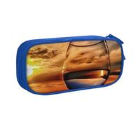 QGWDYYJQ Sunset bicchiere di vino stampato astuccio cancelleria organizzatore portatile, Blu, Taglia unica, Portamonete