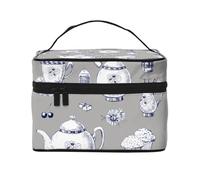 QGWDYYJQ Teiere e tazze disegnate a mano hanno stampato la borsa cosmetica della borsa di trucco della borsa da toeletta di viaggio