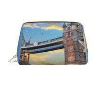 QGWDYYJQ Tower Bridge in London borsa per il trucco in pelle stampata borsa cosmetica portatile borsa da toilette pochette, bianco, Taglia unica