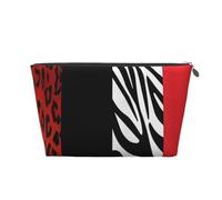 QGWDYYJQ Trousse da viaggio in pelle stampata con leopardo rosso e zebra, borsa cosmetica portatile, Argento, Taglia unica