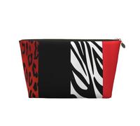 QGWDYYJQ Trousse da viaggio in pelle stampata con leopardo rosso e zebra, borsa cosmetica portatile, Oro, Taglia unica
