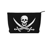 QGWDYYJQ Trousse da viaggio in velluto a coste stampata con bandiera pirata, Nero , Taglia unica