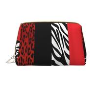 QGWDYYJQ Trousse portatile in pelle stampata con silhouette di arti marziali, Leopardo rosso e zebrato animale, Taglia unica