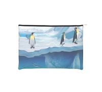 QGWDYYJQ Trousse riutilizzabile per cosmetici in carta stampata con pinguini sull'iceberg