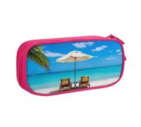QGWDYYJQ White Beach Tropical Sea - Astuccio per cancelleria, portatile, motivo: mare tropicale, rosa, Taglia unica, Portamonete