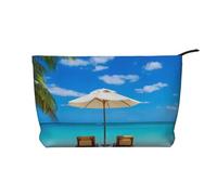 QGWDYYJQ White Beach Tropical Sea stampato velluto a coste Makeup Bag Viaggio Toiletry Bag Portable Cosmetic Bag, Nero , Taglia unica