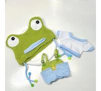 QGYDYH Vestiti per bambole di peluche, 10 cm e 20 cm, in cotone, con bavaglino e cappello a rana da 10,2 cm e 20,3 cm
